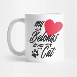 My Heart Belongs to My Cat Funny Valentine Calligraphy Mug